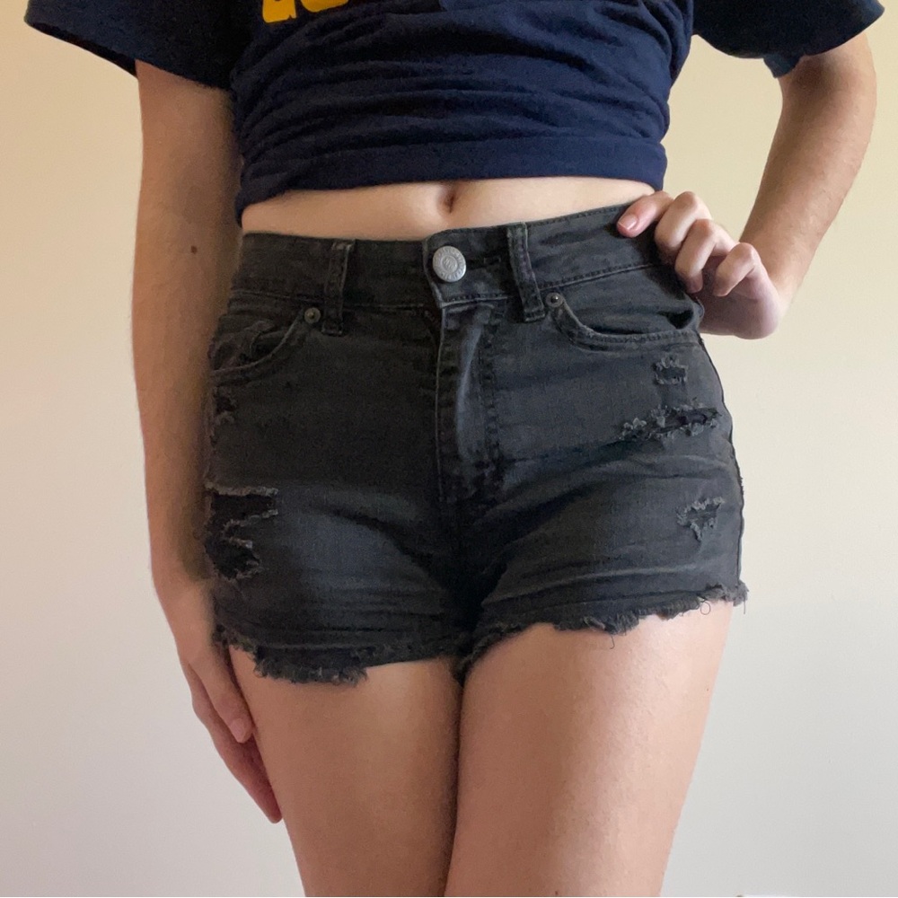 Aeropostale Black High Waisted Distressed Shorts Size 00